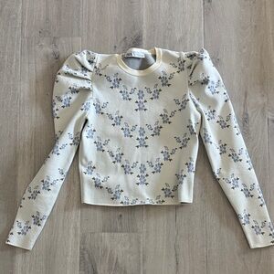 Zara Floral Puff Sleeve Cropped Top